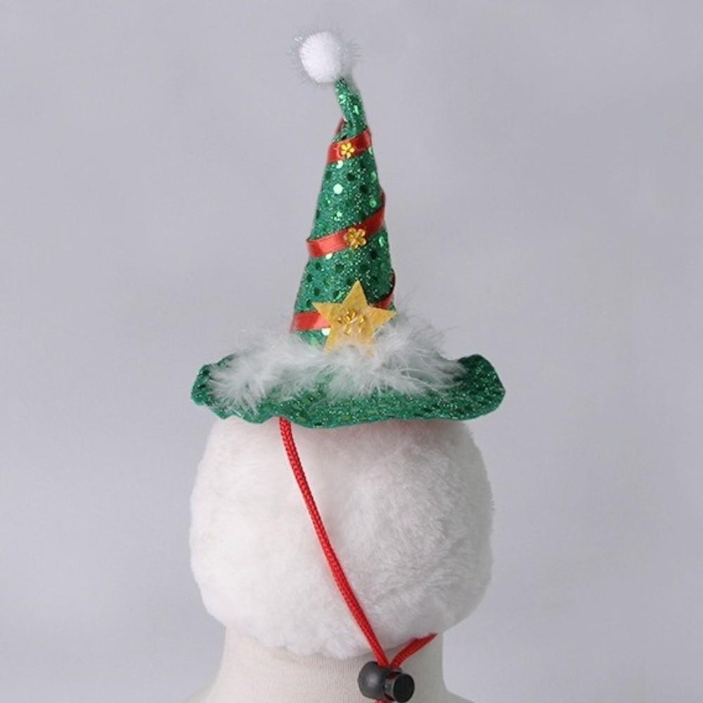 Mini Christmas Pet Costumes Santa Hat Adjustable Soft Santa Hat Comfortable with Lanyard Pet Santa Hat Pet Show