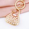 Cute Keychains for Women Rhinestone Pearls Bags Shape Key Chains Jewelry for Car Women's Bags Decoration Bag Charm