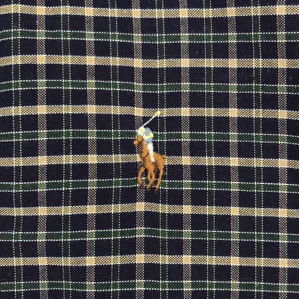 Поло от Ralph Lauren 80-е Винтаж Мальчиковый размер Зеленый ярлык Сделано в США Клетчатый узор Рубашка с длинным рукавом на пуговицах Мужская Б/У