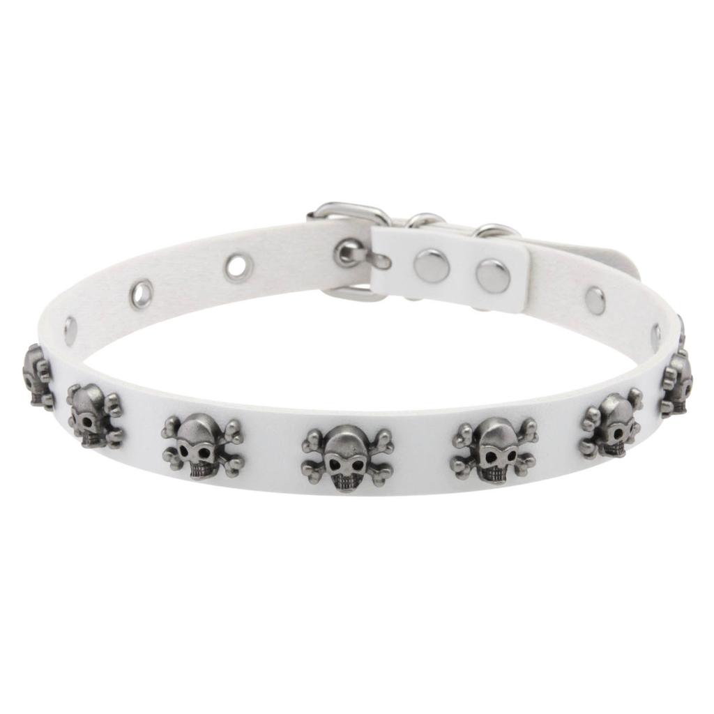 Дерзкий дизайн черепа Чокер из ПУ кожи Регулируемый готический воротник Панк стиль Украшения для женщин мужчин Уличная одежда