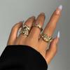 6Pcs/Set Silver Color Geometric Irregular Open Rings Set for Women Personality Metal Hollow Circular Rings Trendy Jewelry Gifts
