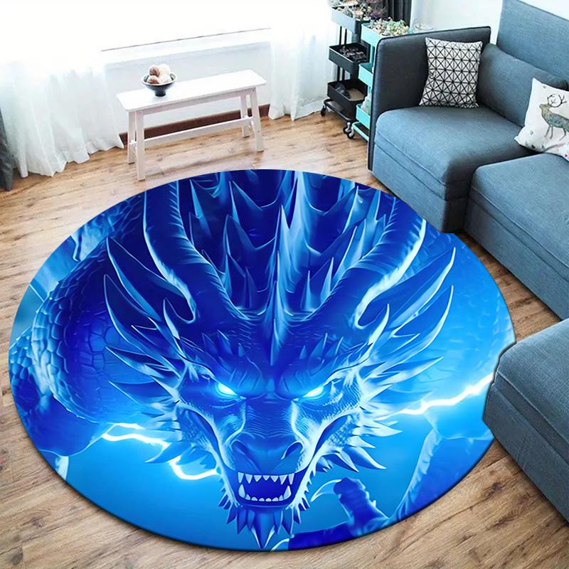 Beautiful dragon Round Area Rug,Carpet Rug for Living Room Bedroom Sofa Playroom Decor,Non-slip Floor Mat