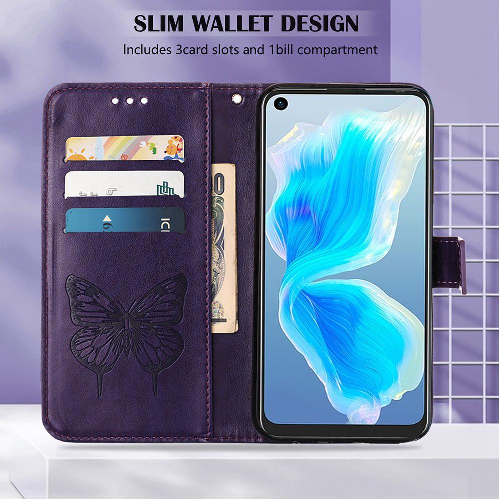 Кожаный чехол-кошелек для телефона в стиле ретро с бабочкой и 3D тиснением, чехол-подставка для Samsung S22, Google Pixel 7, Nokia G21, Huawei Sony, слот для карт, магнитная откидная сумка-обложка для книги