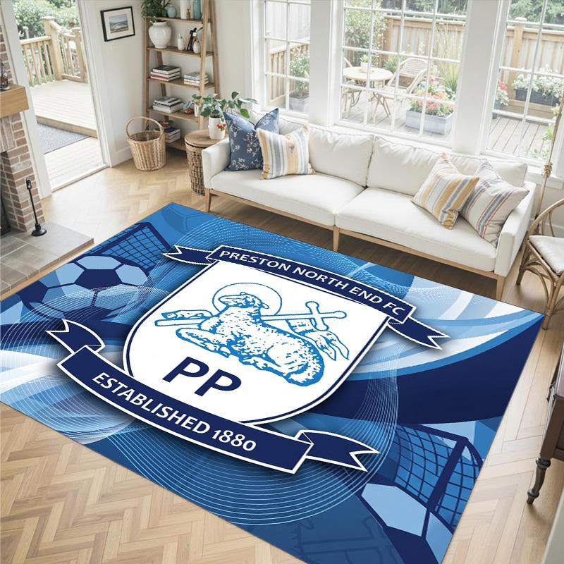 Preston North End Football Design Crystal Velvet Carpet Cozy Non?Slip Printed Rug For Bedroom Living Room Entrance