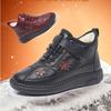 Women's Autumn and Winter Flat Bottom Anti Slip and Wear Resistant Middle Aged Elderly Women's Shoes Thick Velvet and Embroidered Bottom for Warmth