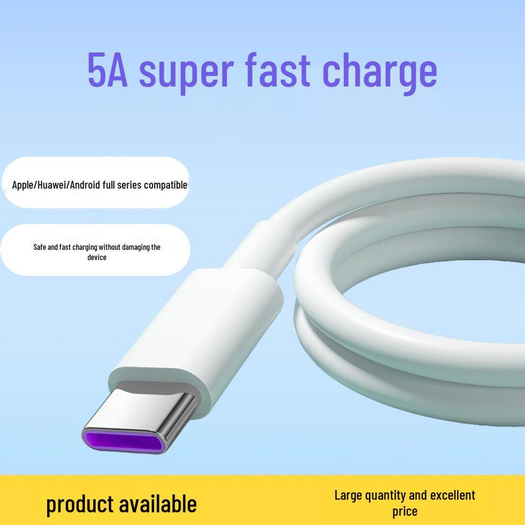5A Type-C Super Fast Charging Cable for Android, iPhone, Huawei, Xiaomi - 6A Compatible