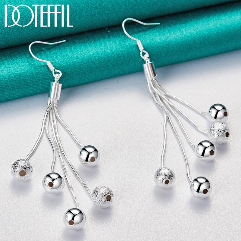 925 Sterling Silver Beads Earrings Fashion Jewelry
