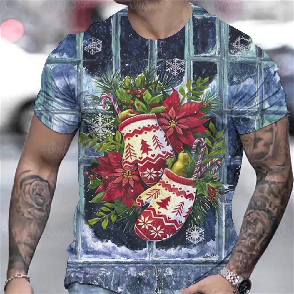 Hot Sell Christmas T-Shirt For Men 3d Snowman Printed Men'S Clothing Street Designer Short Sleeve Tshirts Daily Casual Tops Tees