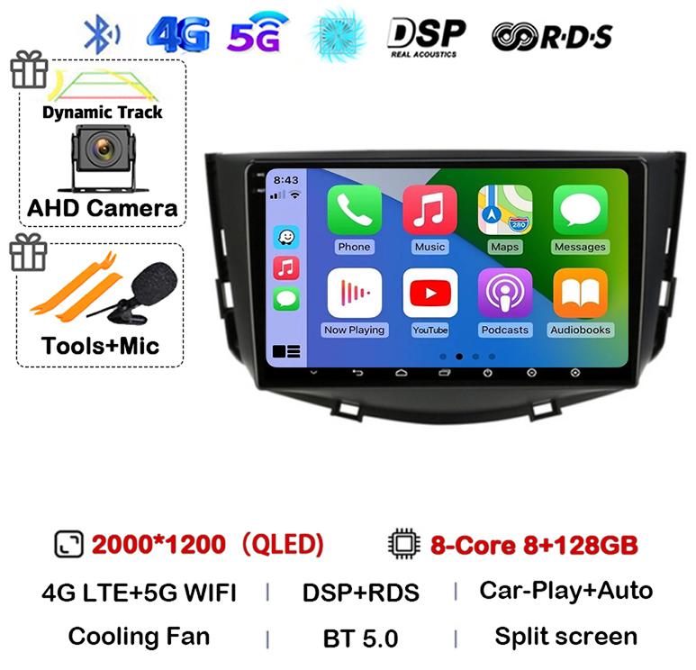 Android 14 Автомагнитола Carplay Auto для Lifan X60 X 60 2011-2016 2 Din Навигация GPS 4G+WIFI Мультимедийный Видеоплеер Головное Устройство BT