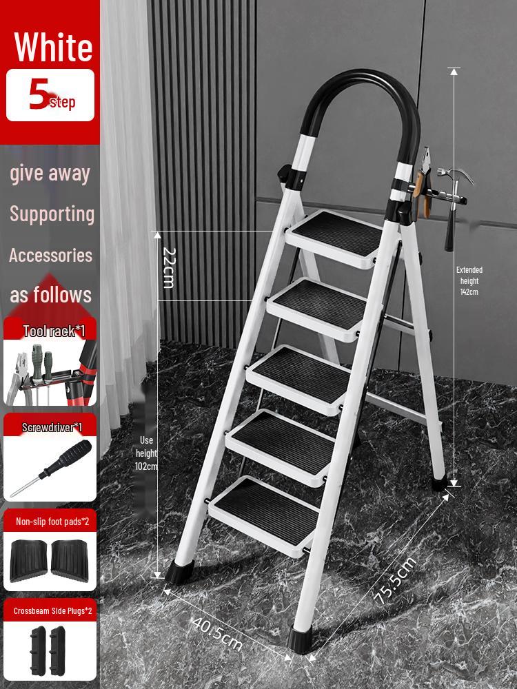 Compact Folding Multi-Functional Telescopic 4-Step A-Frame Ladder