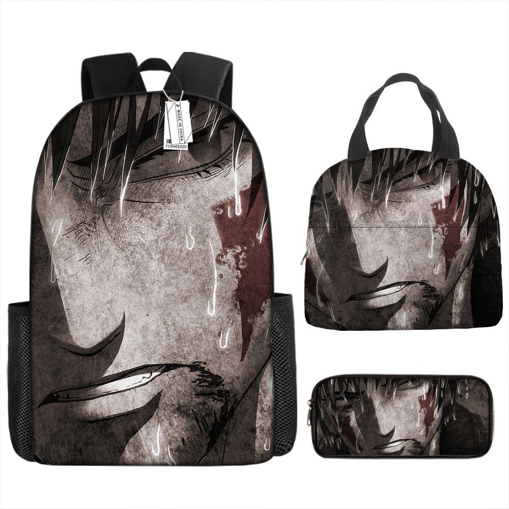 Рюкзак Наруто Рюкзак для начальной школы для мальчиков Рюкзак большой вместимости Сумка для ланча Пенал Набор из трех предметов