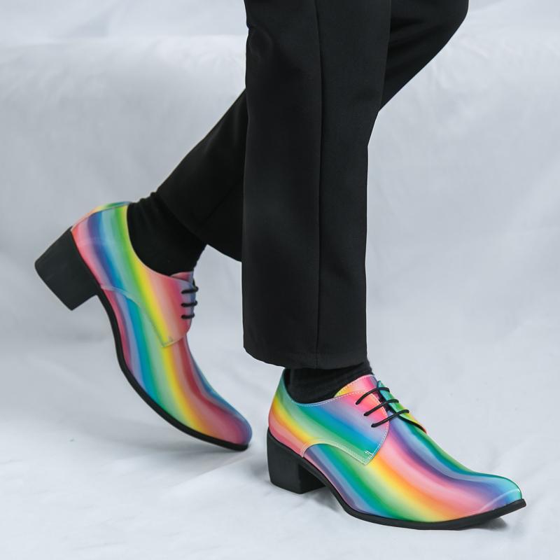 Вечернее платье Кожаная обувь Мужская Цвет Деловая Свадебная обувь Для мужчины Клубы Формальная обувь Высокий каблук Обувь для увеличения роста