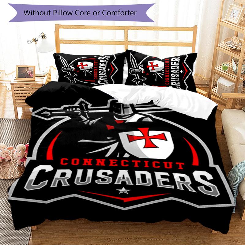 Crusader 3pcs Bedding Set Duvet Cover Closure Includes 1 Duvet Cover & 2 Pillowcases for All Seasons Bedroom Home Dorm Decor