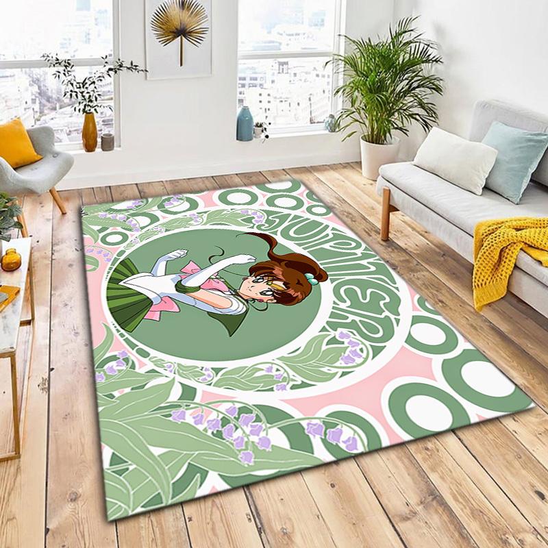 Cute cartoon theme Sailor Moon Tsukino Usagi cartoon rug Multifunctional household anti-slip decorative door mat, outdoor floor mat, and carpet Y6