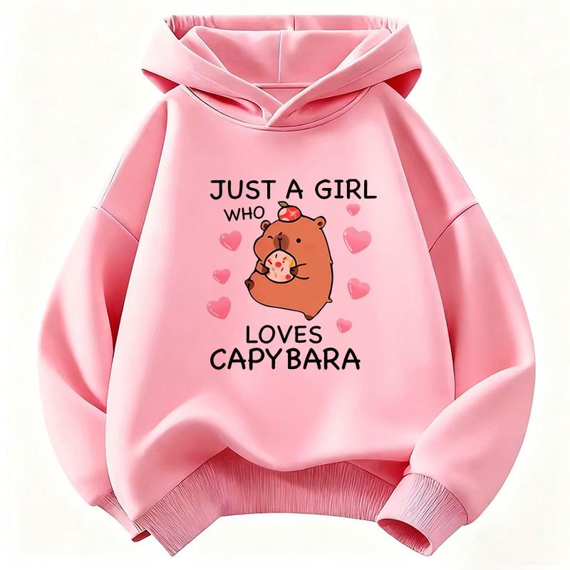 Just A Girl Who Love Capybara Hoodie Kids Cartoon Children's Sweatshirt Hoody for Boys Girls Casual Hoodies Funny Clothes