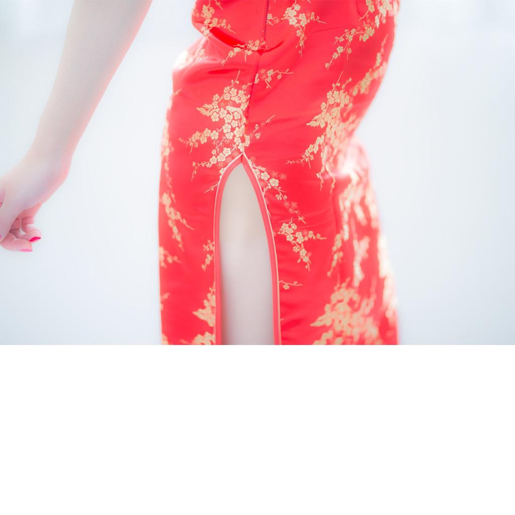 Китайский Длинный Китайский Сексуальный Один Цветочный Узор [Arika] Платье, Одежда, Косплей, Часть, (С, Красный)