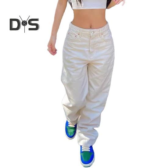 Женские джинсы с широкими штанинами, прямые джинсы с высокой талией, утягивающие брюки в пол в стиле ретро-панк для уличной моды