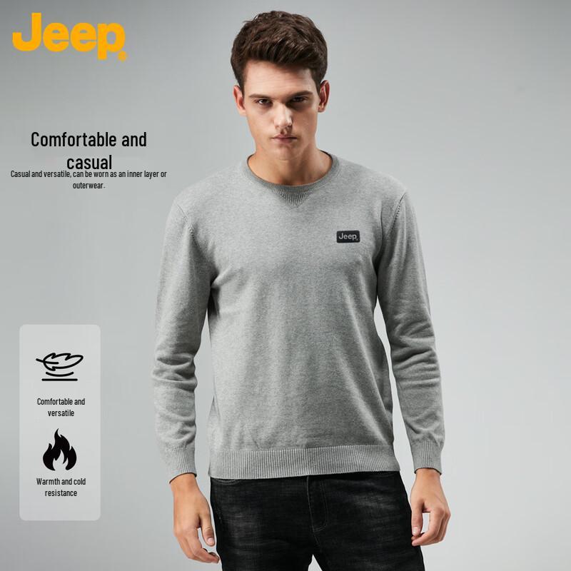 Jeep Мужской свитер с круглым вырезом на флисовой подкладке
