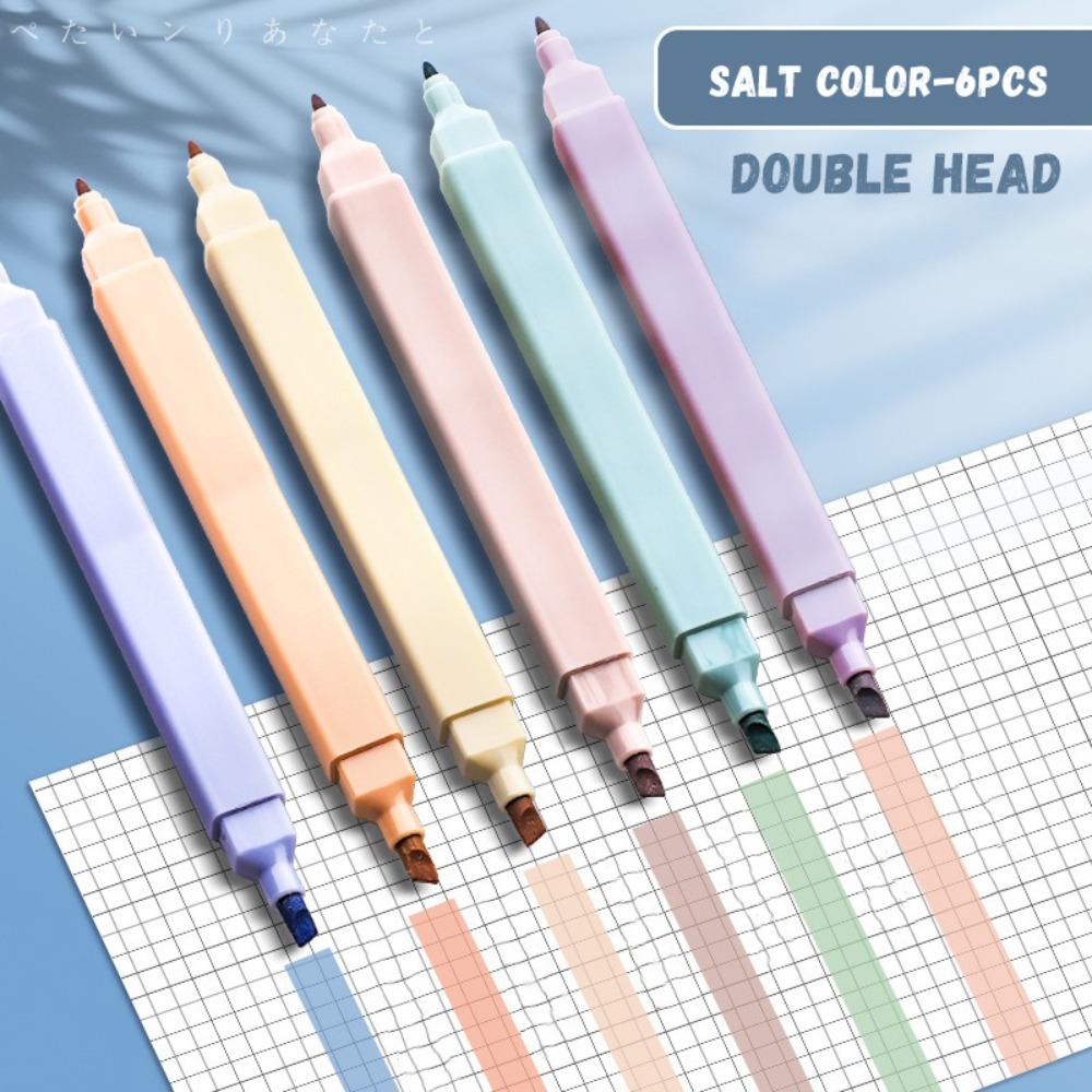 6PCS/Set Painting Graffiti Highlighter Pen Oblique Soft Tip Fluorescent Pen  Student Gift