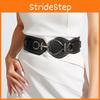 Fashion Solid Color Large Circular Buckle And Rivet Design Wide Waistband For Women