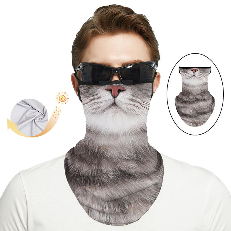 Креативный узор кошки собаки Спорт на открытом воздухе Маска от солнца Езда по дороге Защитная маска на пол-лица Летняя дышащая маска для лица из ледяного шелка