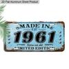 2D Flat 1pc 12''x6'' Durable Aluminum Decorative Sign, "MADE IN 1961 Retro Not Old" Vintage License Plate Style Wall Art, Perfect for Birthday
