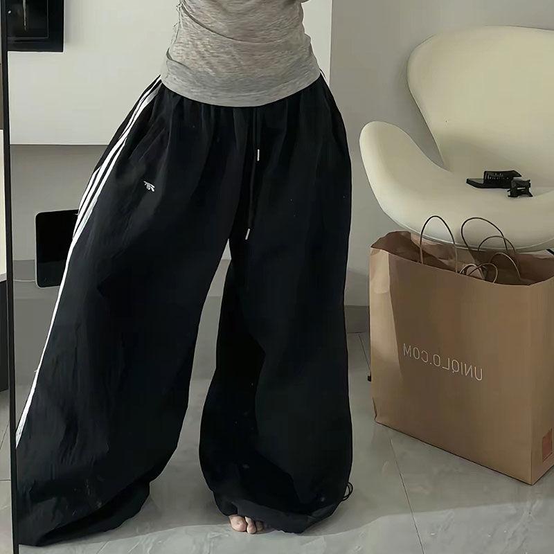 Водонепроницаемые Быстросохнущие Ретро Американские Брюки с Широкими Штанинами, Тремя Полосками, Свободные для Танцев, Спортивные, Повседневные