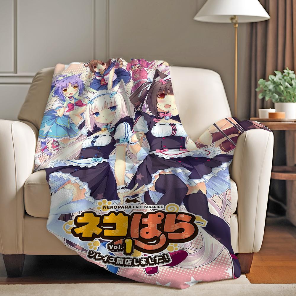 Аниме милый плед Nekopara для дивана, офиса, кровати, самолета, путешествий, сна, чтения, отдыха, кемпинга, мягкий и теплый