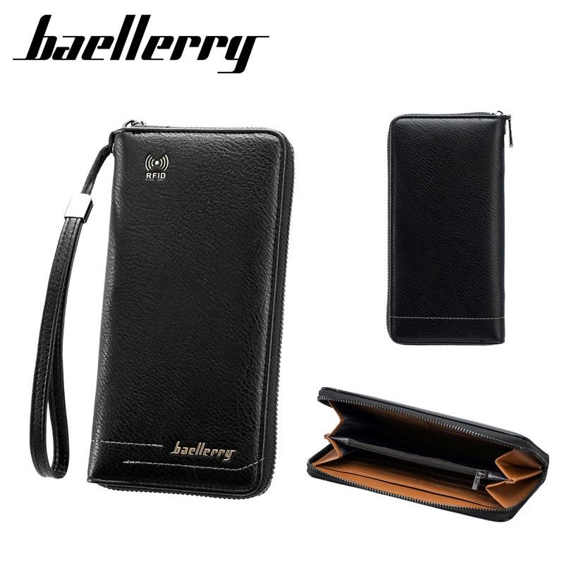 Baellerry Мужские Модные Длинные Кошельки Винтажный Дизайн Защита от RFID-кражи Держатель для ID-карт и Кредитных Карт Кошелек на Молнии для Монет
