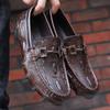 Модные мужские летние мокасины с узором под крокодила, повседневная кожаная обувь для вождения, мокасины, повседневная мужская обувь ручной работы, прогулочная обувь