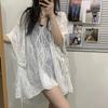 Women V-neck Hollow Short-sleeved Sweater Summer Loose Cover Up Tops Korean Style Pullover