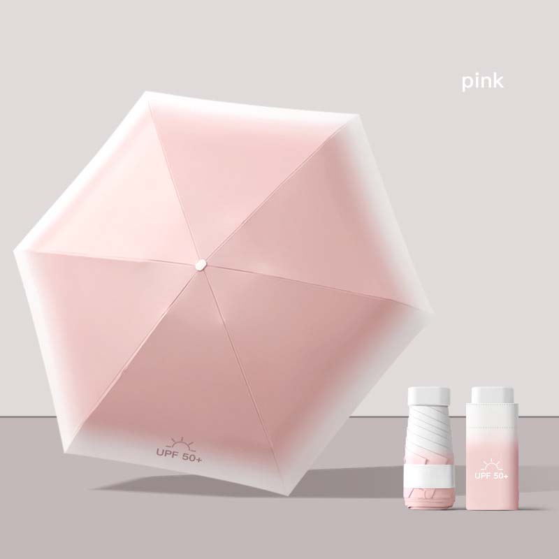 Мини Зонт от солнца 6-складной Солнцезащитный УФ Виниловый Маленький Солнечный и Дождливый Зонт для Женщин Мужчин Карманный Градиентный Цвет Солнцезащитный