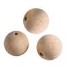 FSC100% Raw Wood Balls, Pierced, 35mm, 8mm - DL, 3 Pcs