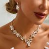 Сияющие серьги Изысканное ожерелье Свадебный набор украшений со стразами Женский
