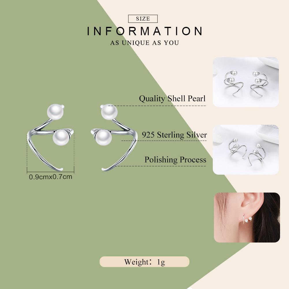 WOSTU New Style 925 Sterling Silver Intertwined Pearl Stud Earrings for Women Original Jewelry