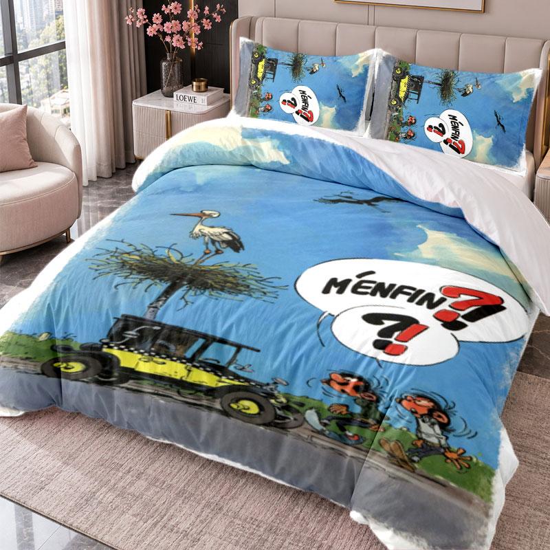 Gaston Lagaffe 3Pcs Bedding Set Duvet Cover With Two Pillowcases For Bedroom Home Decoration