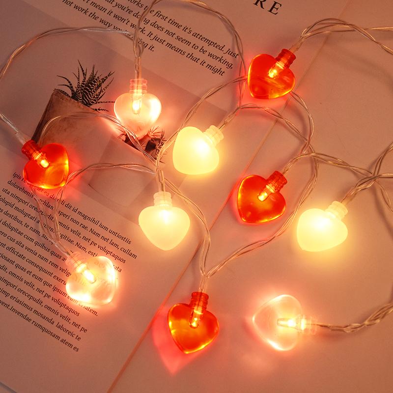 1.5M 10LED Love String Lights Valentines Day Gift Red Heart Shaped Fairy Light Garland Wedding Party Home Decorations Lamp 2024
