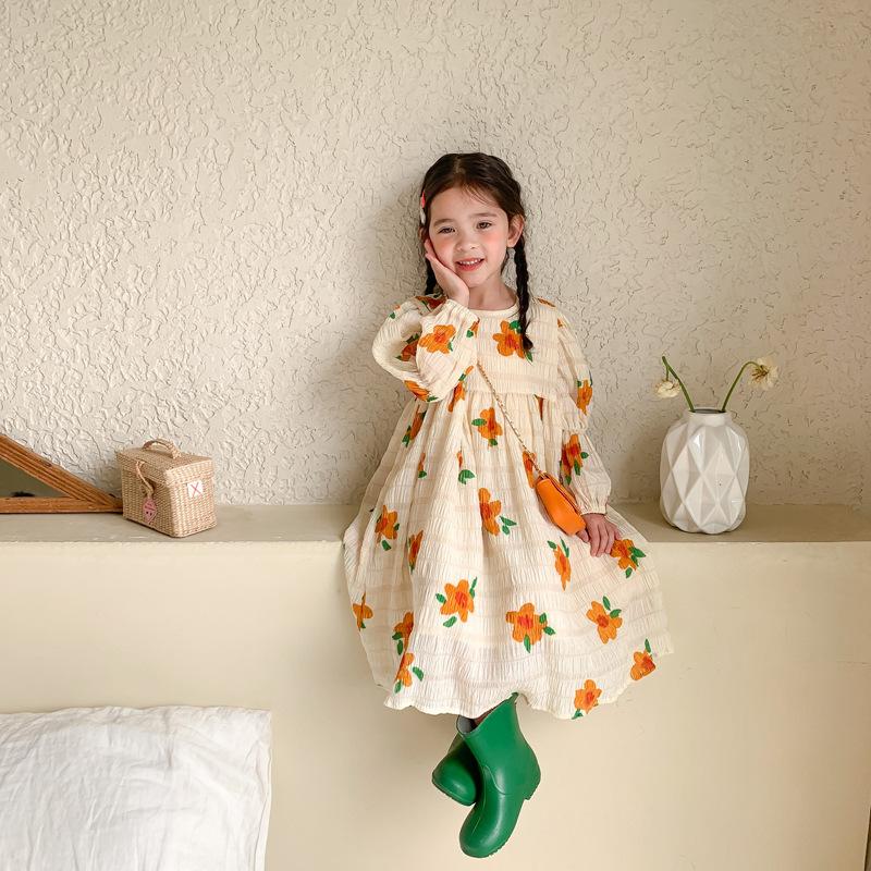 Новое летнее платье принцессы для девочек, дышащее платье с короткими рукавами, женская милая детская одежда с цветочным принтом, одежда для маленьких детей