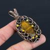 Tiger Eye Gemstone Pure Copper Wire Wrapped Handmade Jewelry Pendant For Gift