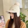 Autumn and Winter Ladies Rabbit Ears Knitted Hat Padded Warm Ear Protection Cap Wool Hat Thickened Duck Tongue Hat  Beret