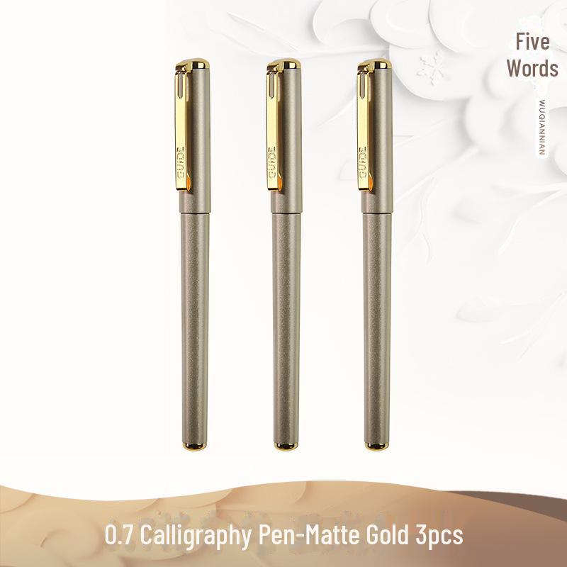 Гелевая ручка для каллиграфии 5000 Years W-386, черная и красная, 0,7 мм, матовая, с надписью, пулей, водой, карбоном.