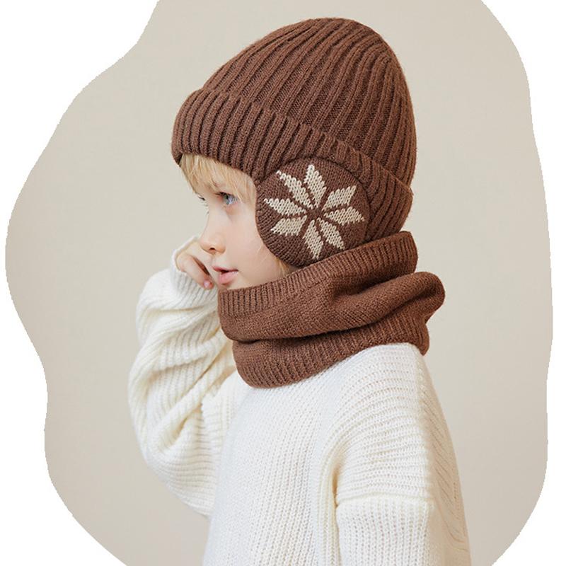 Детская кепка, зимний бархатный шарф, костюм, вязаная шерстяная кепка для мальчиков, теплая кепка с защитой ушей, шапочки с черепами, кепка с рукавами