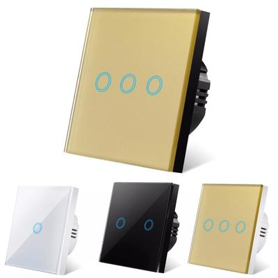 1/2/3Gang ЕС/Великобритания легкий сенсорный переключатель черный, белый цвет золото хрустальная стеклянная панель настенный выключатель света