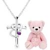 Necklace Cross Heart Diamond Birthstone Silver Pink Teddy Bear Amethyst February [Sears] P5257-tdt-01-p02