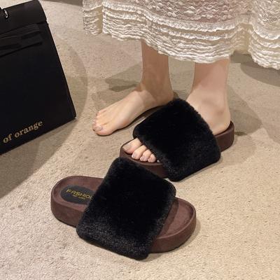 Женские модные тапочки с круглым носком, на платформе, тапочки на одной линии, уличная мода, универсальные, больших размеров, повседневные, обувь в корейском стиле