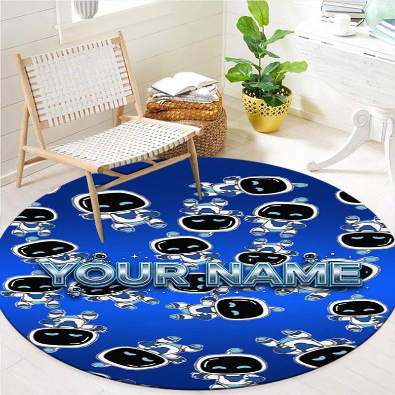 ASTRO BOT Custom Name Round Area Rug,Carpet Rug for Living Room Bedroom Sofa Playroom Decor,Non-slip Floor Mat