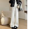 Белые хлопковые брюки из хлопка для женщин, осенние и зимние, новые свободные прямые спортивные брюки, утолщенные повседневные широкие брюки плюс бархатные брюки