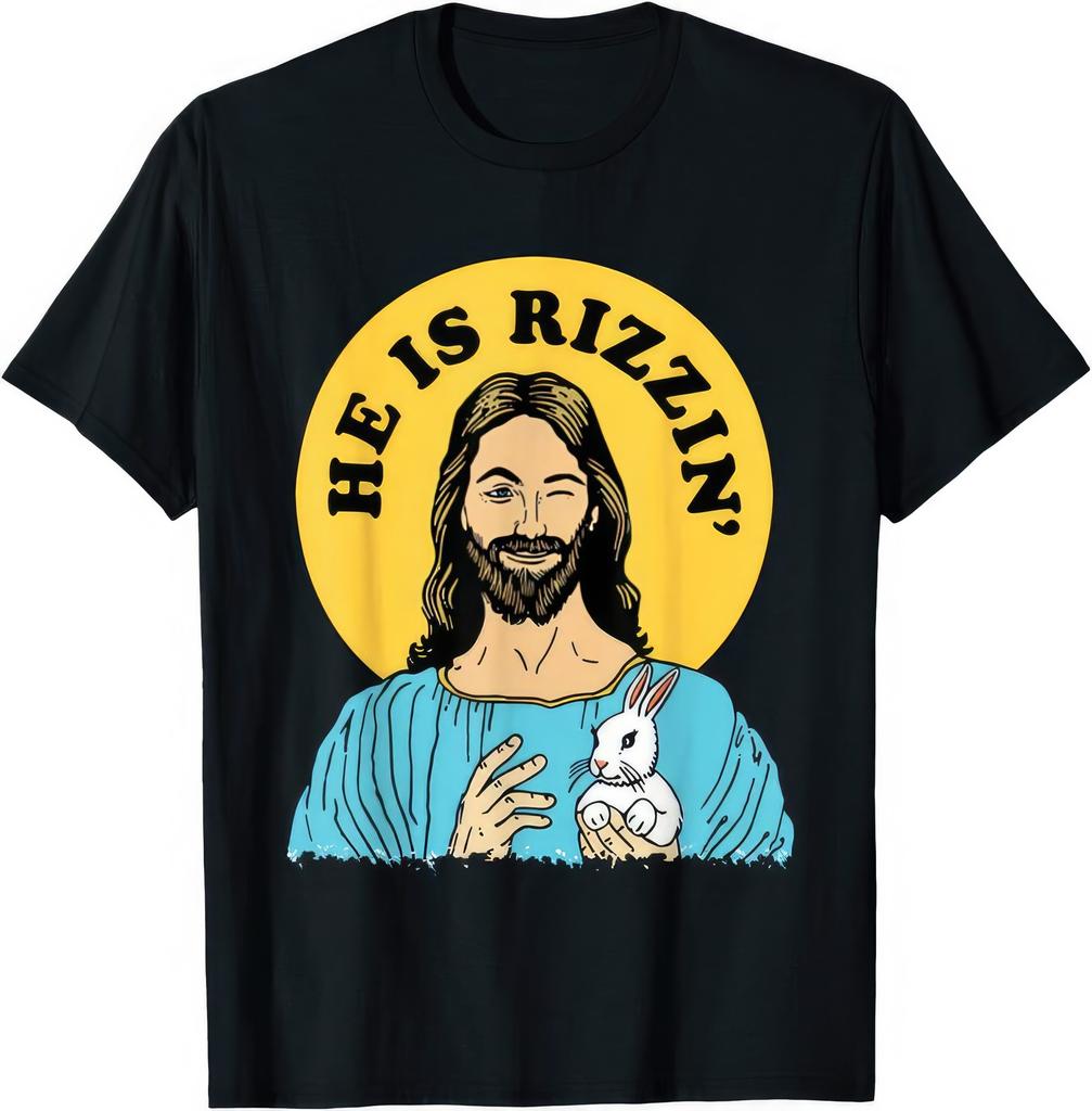 He Is Rizzin Funny Jesus Easter Christian Happy Easter Graphic Unisex T Shirt