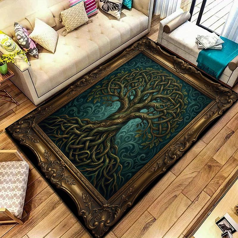 Retro framed animals Pattern Square Carpet,Area Rug,Carpet Rug for Living Room Bedroom Sofa Playroom Decor,Non-slip Floor Mat,Holiday Birthday Gifts