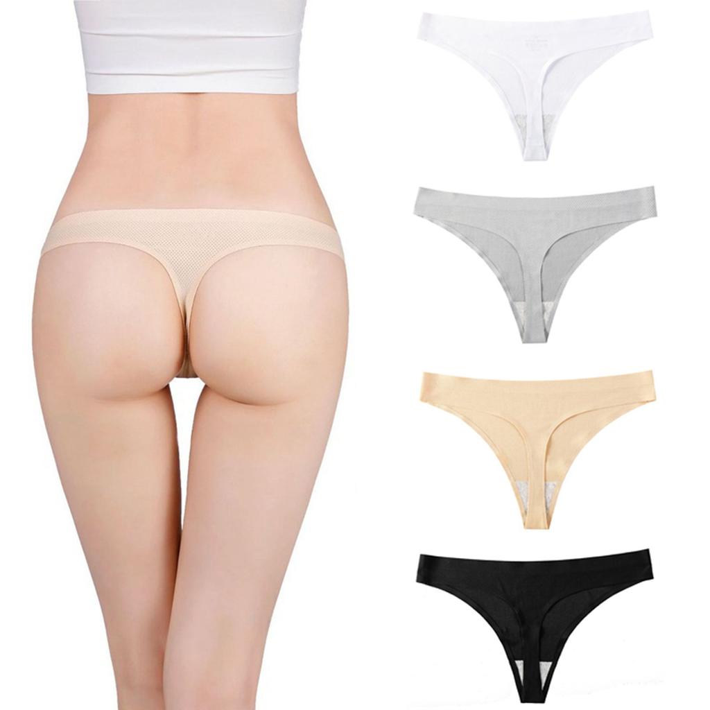 1 PC Seamless Ice Silk Seamless Ladies Breathable Briefs Ultra-thin Thong Underwear Women